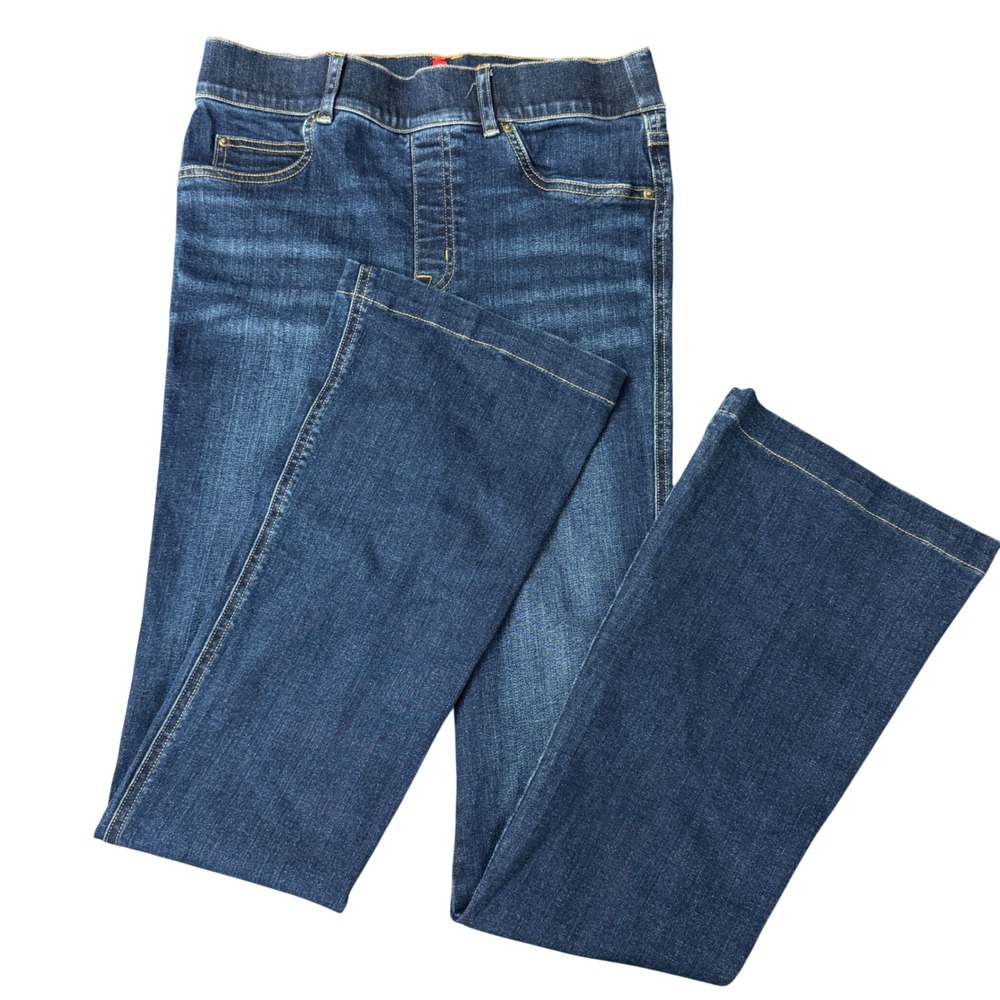 Spanx Flare Jeans Dark Indigo Pull On High Rise Tummy Control 20327R Small